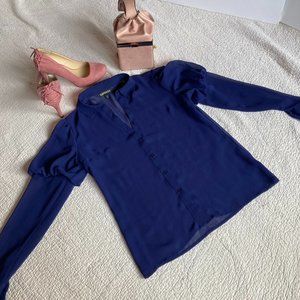 Express Sheer Long Sleeve Blouse with Upper Princess Balloon Sleeve sz XS